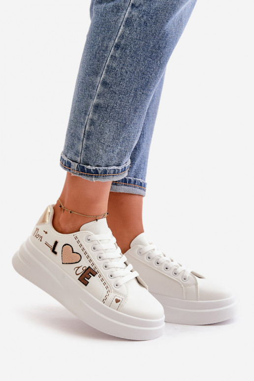 Scarpe modello sneakers Femminile con una piattaforma Con decorazioni Abilitatopisem Colore bianco Orlian