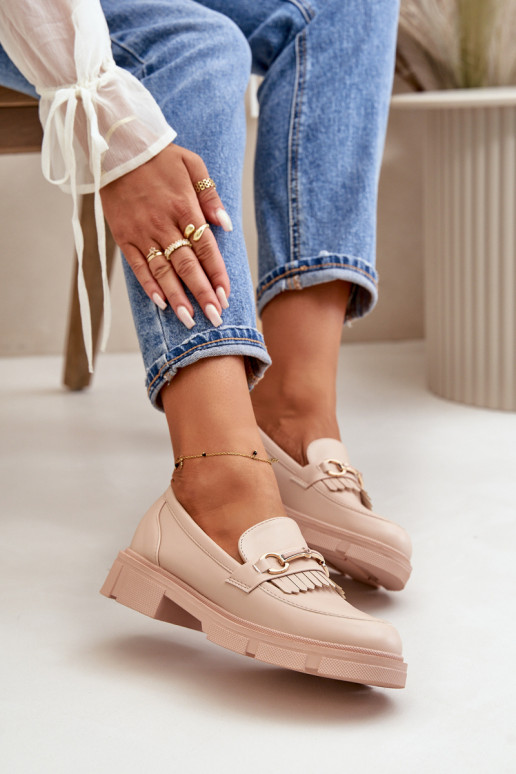 mocassini da donna con ornamenti Eko Pelle beige Tialorae mocassini da donna con ornamenti Eko Pelle beige Tialorae