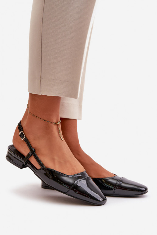 Ballerine laccate Con tacco basso con tacco aperto colore nero Kairael Ballerine laccate Con tacco basso con tacco aperto colore nero Kairael