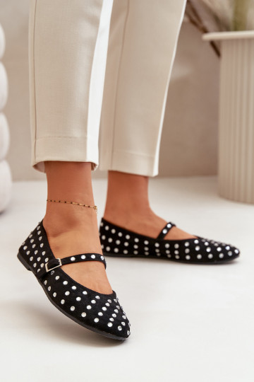 Decorato Ballerine con cinghie in ecopelle scamosciataoAe colore nero Tirilissa 2