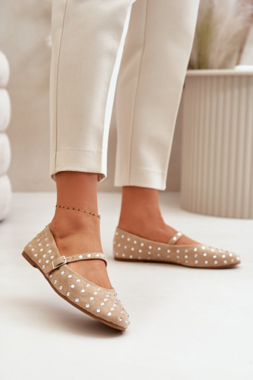Decorato Ballerine con cinghie in ecopelle scamosciataoAe beige Tirilissa