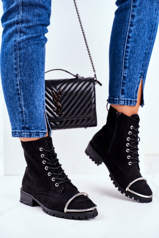 Stivali da donna Lu Boo Stivali in pelle scamosciata nera con dettaglio in acciaio Jacksy Stivali da donna Lu Boo Stivali in pelle scamosciata nera con dettaglio in acciaio Jacksy
