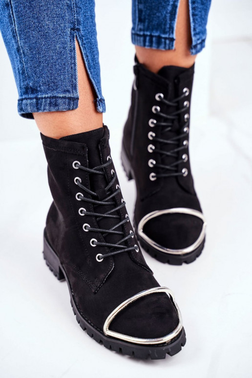 Stivali da donna Lu Boo Stivali in pelle scamosciata nera con dettaglio in acciaio Jacksy Stivali da donna Lu Boo Stivali in pelle scamosciata nera con dettaglio in acciaio Jacksy