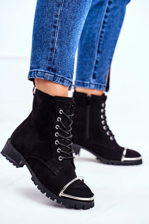 Stivali da donna Lu Boo Stivali in pelle scamosciata nera con dettaglio in acciaio Jacksy Stivali da donna Lu Boo Stivali in pelle scamosciata nera con dettaglio in acciaio Jacksy