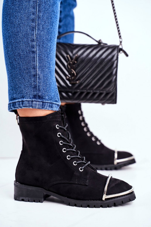Stivali da donna Lu Boo Stivali in pelle scamosciata nera con dettaglio in acciaio Jacksy Stivali da donna Lu Boo Stivali in pelle scamosciata nera con dettaglio in acciaio Jacksy