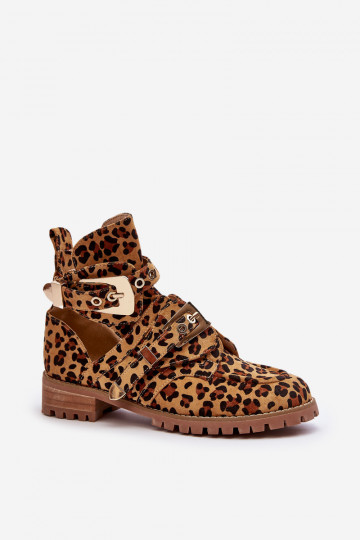 Lu Boo Stivali in pelle scamosciata con stampa leopardata Rock Girl