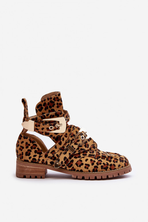 Lu Boo Stivali in pelle scamosciata con stampa leopardata Rock Girl