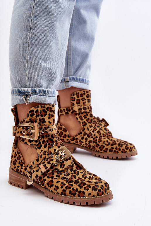 Lu Boo Stivali in pelle scamosciata con stampa leopardata Rock Girl