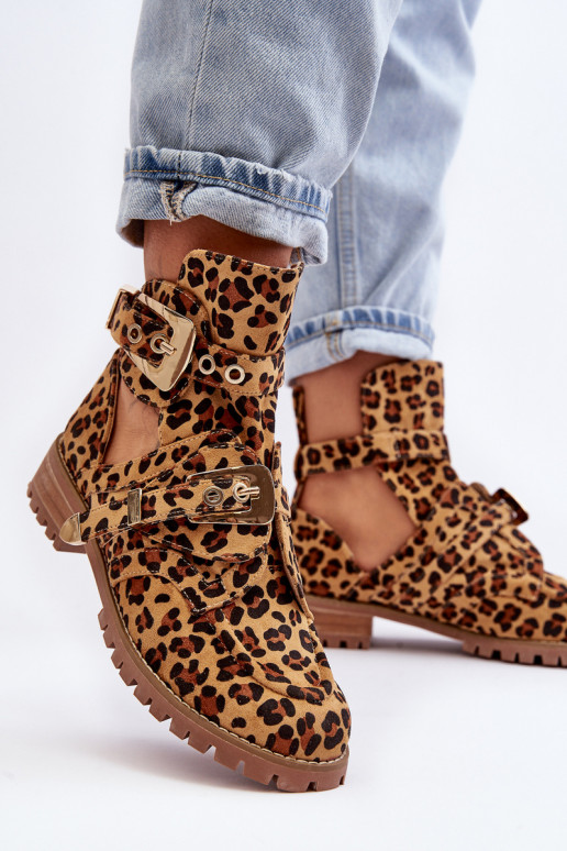 Lu Boo Stivali in pelle scamosciata con stampa leopardata Rock Girl