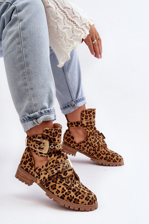 Lu Boo Stivali in pelle scamosciata con stampa leopardata Rock Girl