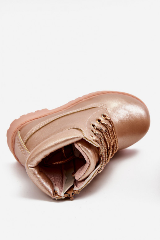 Stivali stringati per bambini riscaldati color oro rosa Dexter Stivali stringati per bambini riscaldati color oro rosa Dexter