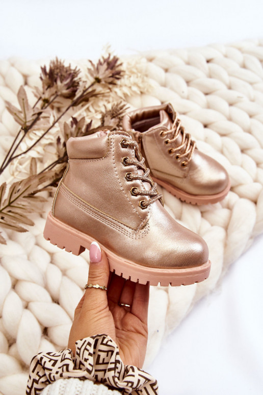 Stivali stringati per bambini riscaldati color oro rosa Dexter Stivali stringati per bambini riscaldati color oro rosa Dexter