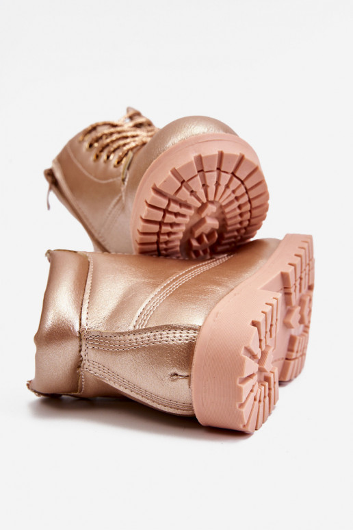 Stivali stringati per bambini riscaldati color oro rosa Dexter Stivali stringati per bambini riscaldati color oro rosa Dexter