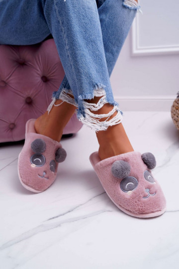 Ciabatte con pelliccia Panda Bear Fimeo rosa scuro