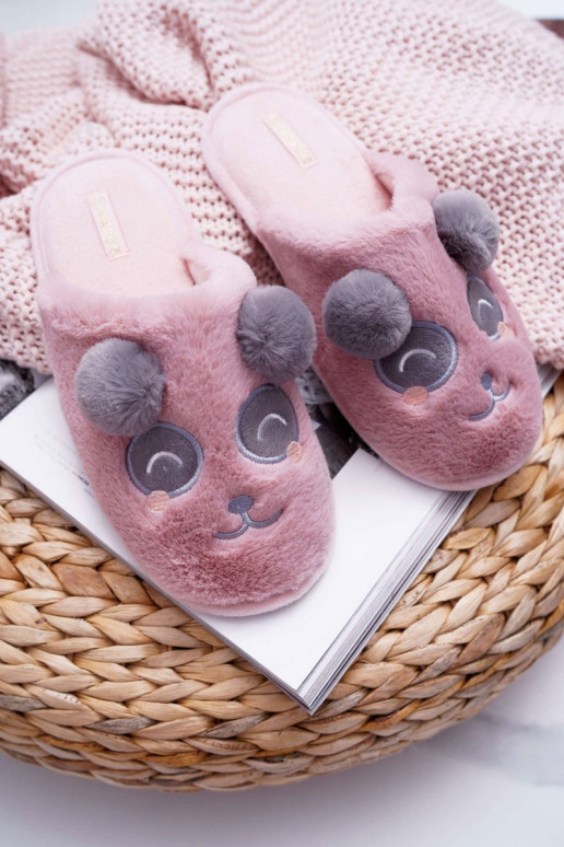 Ciabatte con pelliccia Panda Bear Fimeo rosa scuro