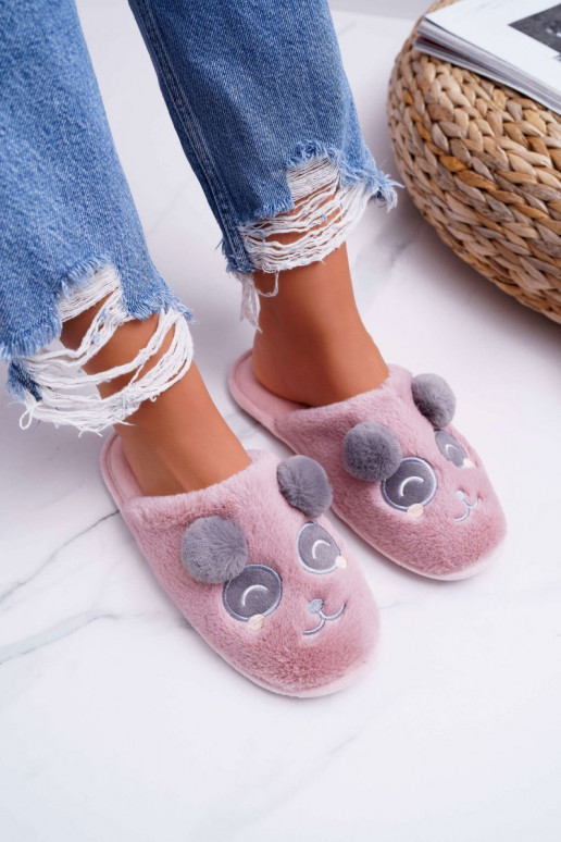 Ciabatte con pelliccia Panda Bear Fimeo rosa scuro