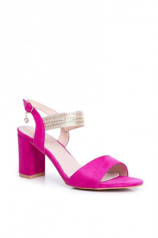 Sandali con tacco da donna in pelle scamosciata rosa Enjoy
