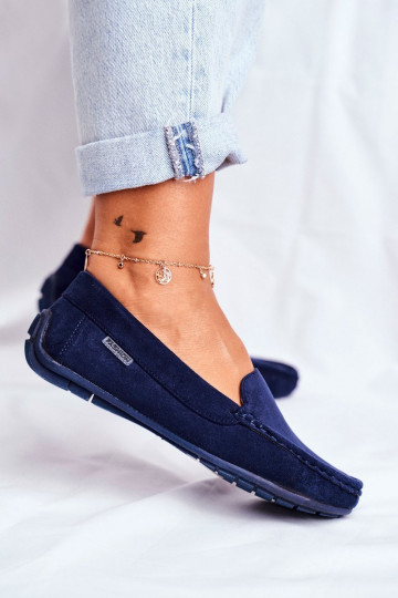 mocassini da donna in camoscio blu scuro Morreno