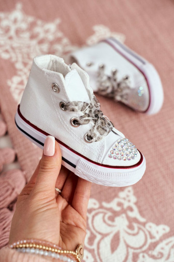 Scarpe per il tempo libero per bambini con occhielli scintillanti nel colore bianco Smile