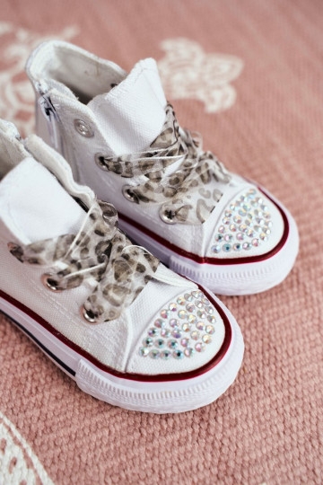 Scarpe per il tempo libero per bambini con occhielli scintillanti nel colore bianco Smile 2