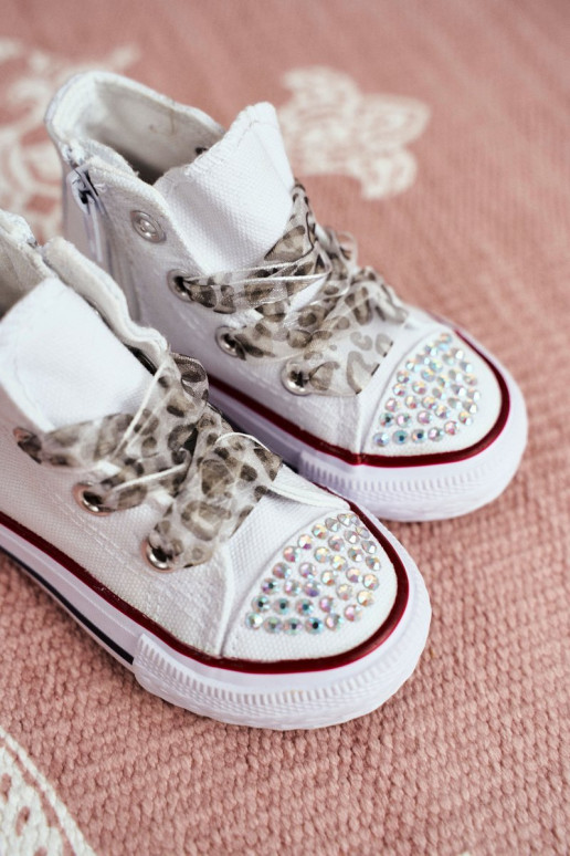 Scarpe per il tempo libero per bambini con occhielli scintillanti nel colore bianco Smile