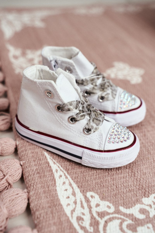 Scarpe per il tempo libero per bambini con occhielli scintillanti nel colore bianco Smile