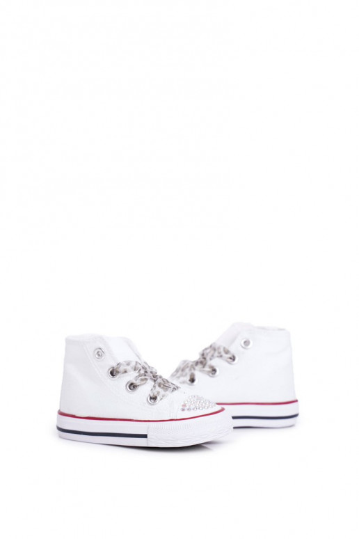 Scarpe per il tempo libero per bambini con occhielli scintillanti nel colore bianco Smile Scarpe per il tempo libero per bambini con occhielli scintillanti nel colore bianco Smile