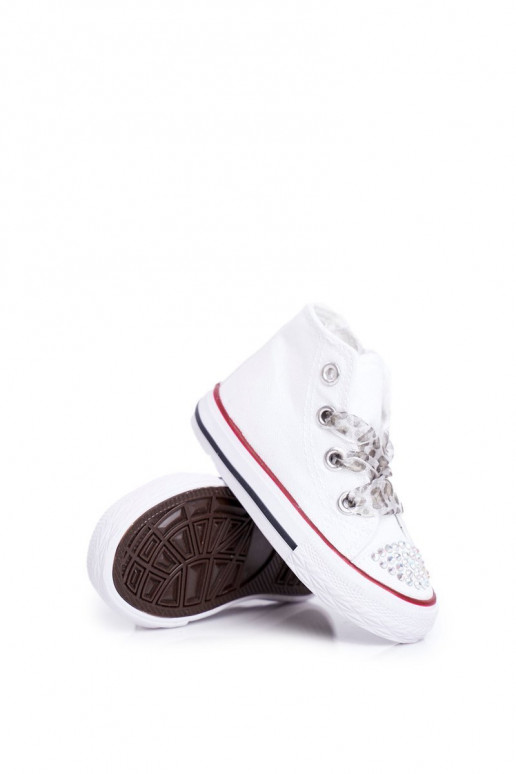 Scarpe per il tempo libero per bambini con occhielli scintillanti nel colore bianco Smile