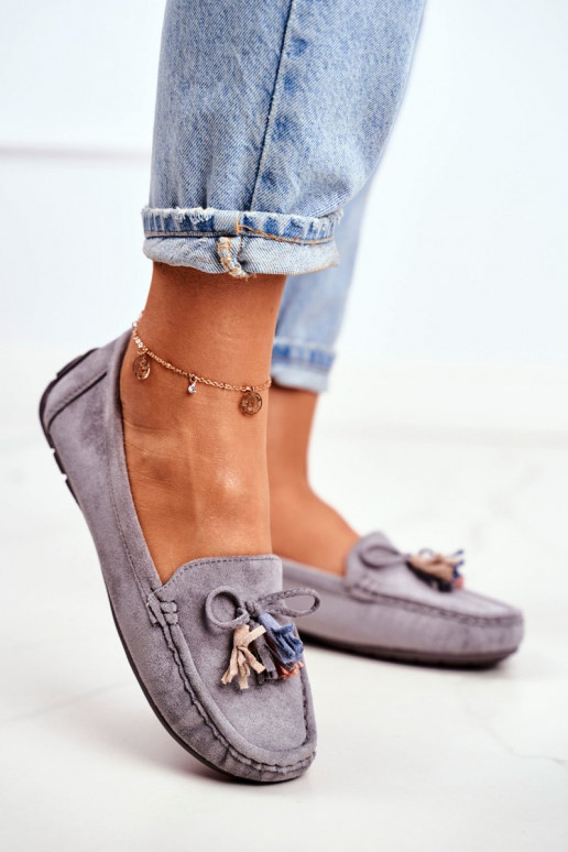 Mocassini in camoscio grigio Donna Mia