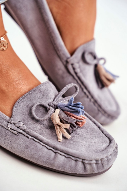 Mocassini in camoscio grigio Donna Mia