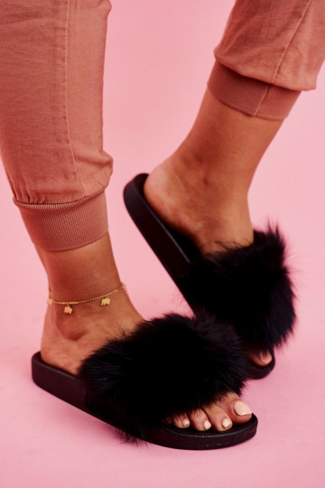 Pantofole con pelliccia in colore nero Belmondo