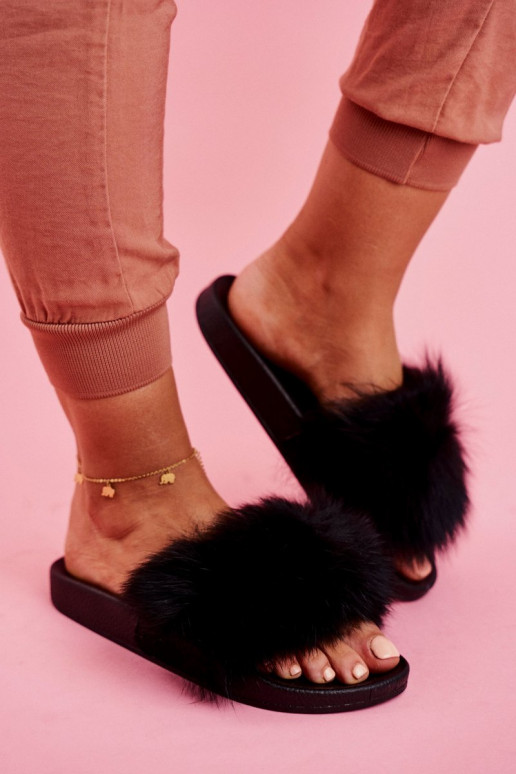 Pantofole con pelliccia in colore nero Belmondo