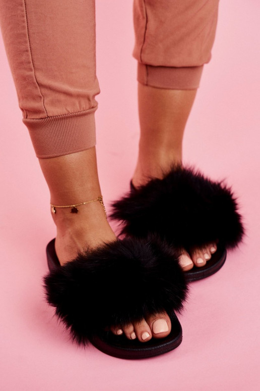 Pantofole con pelliccia in colore nero Belmondo