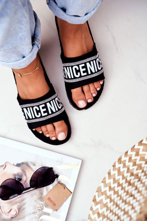 Pantofole con occhi scintillanti in colore nero Be Nice