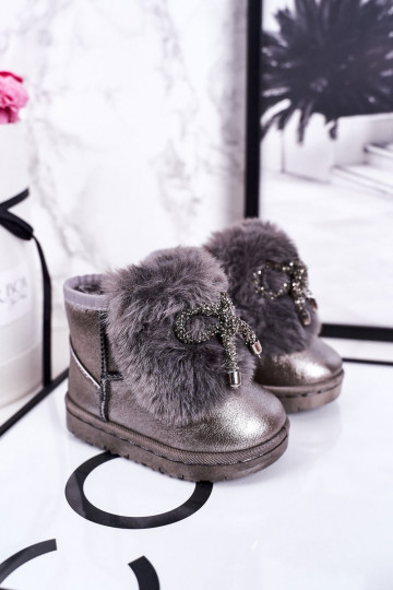 Doposci per bambini riscaldati con pelliccia all'interno Aurora grigio scuro 2