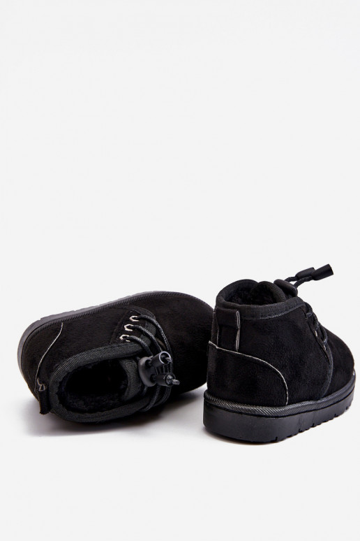 Doposci da bambino stringati con pelliccia in Hunter nero