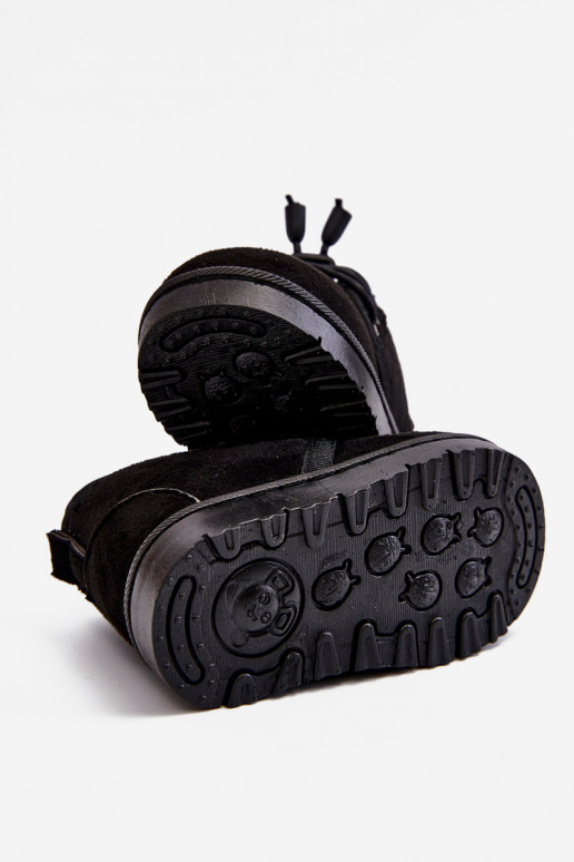 Doposci da bambino stringati con pelliccia in Hunter nero Doposci da bambino stringati con pelliccia in Hunter nero