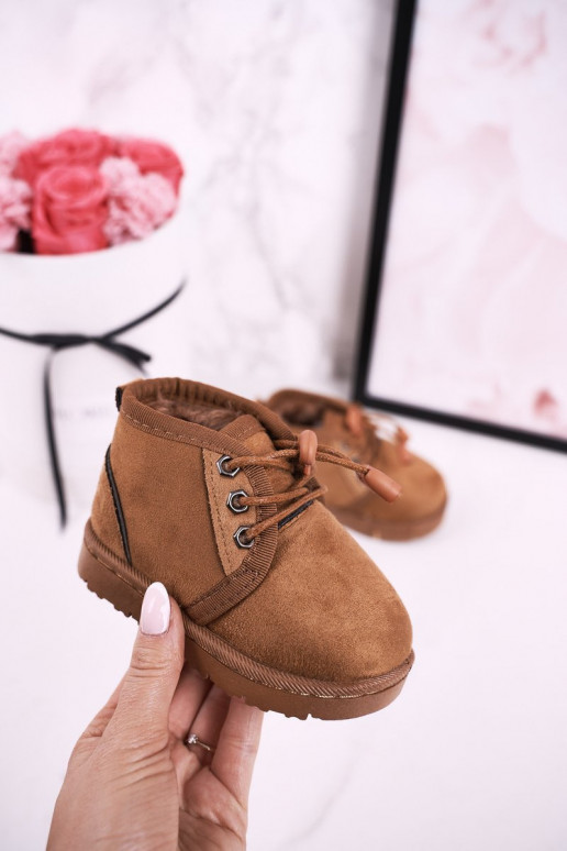 Doposci per bambini con lacci e pelliccia in Hunter marrone Doposci per bambini con lacci e pelliccia in Hunter marrone