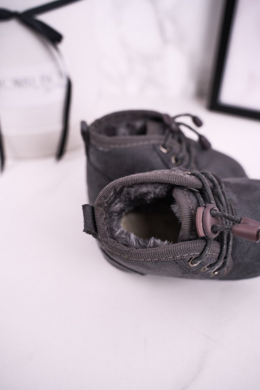 Doposci da bambino stringati con pelliccia in colore grigio Hunter