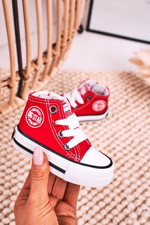 Scarpe per il tempo libero da bambino con suola con cerniere BIG STAR HH374190 colore rosso