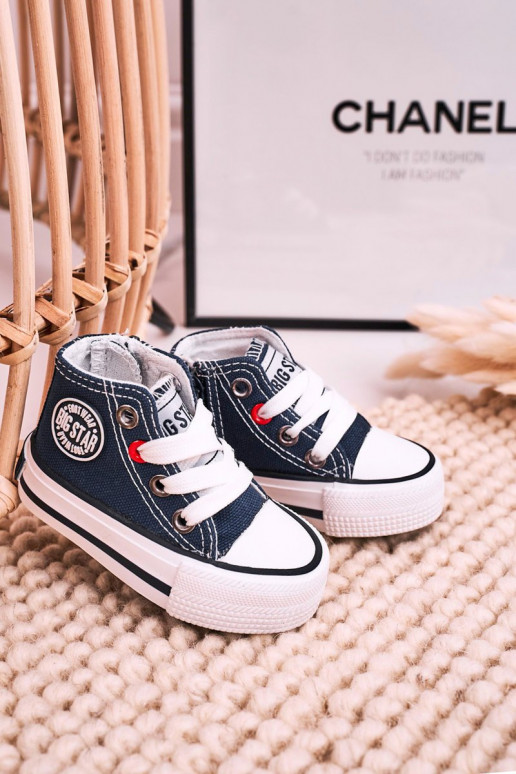 Scarpe per il tempo libero da bambino con suola con cerniere BIG STAR HH374189 blu scuro