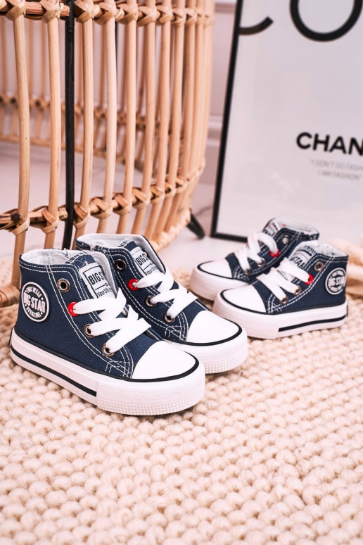 Scarpe per il tempo libero da bambino con suola con cerniere BIG STAR HH374189 blu scuro