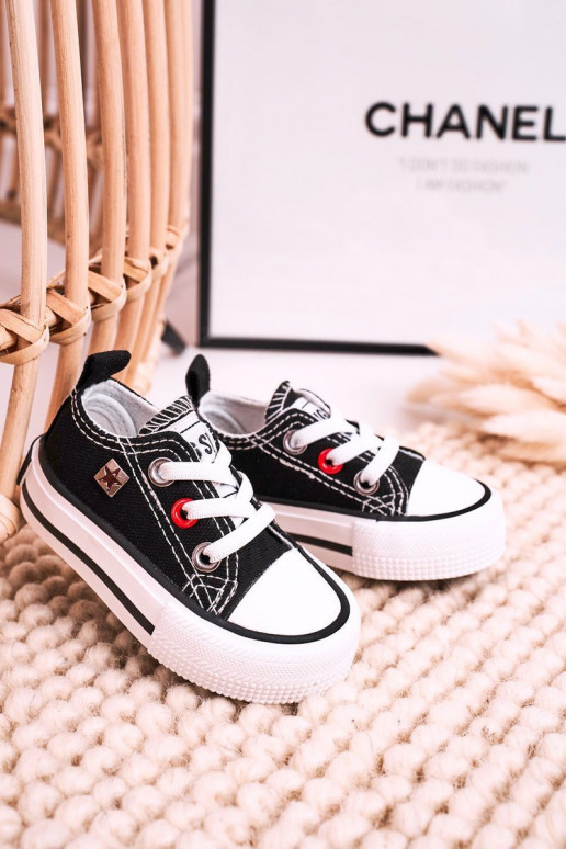 Sneakers da bambino modello classico con suola piatta BIG STAR HH374194 colore nero Sneakers da bambino modello classico con suola piatta BIG STAR HH374194 colore nero