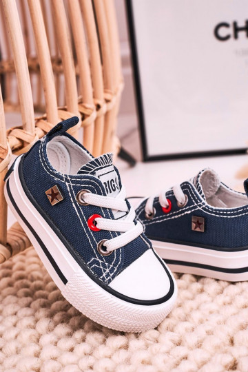 Sneakers da bambino modello classico con suola piatta BIG STAR HH374195 blu scuro 2