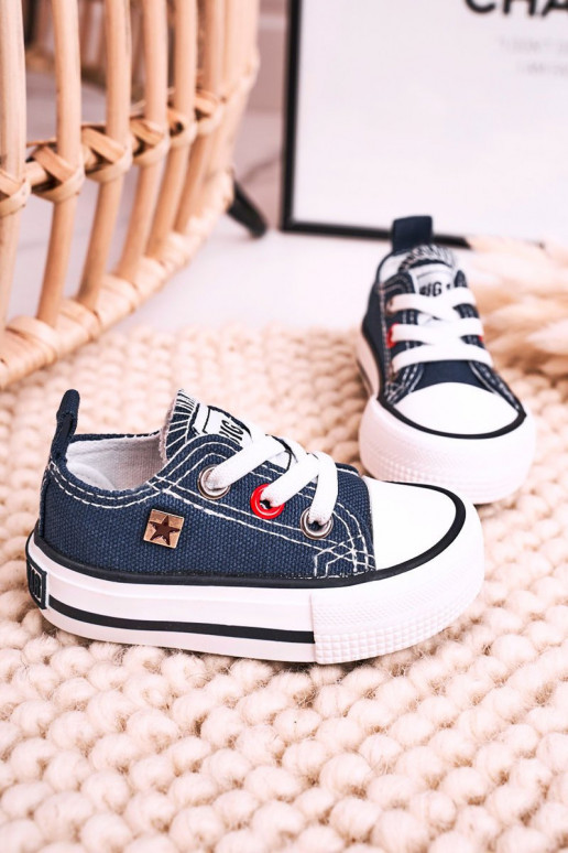 Sneakers da bambino modello classico con suola piatta BIG STAR HH374195 blu scuro