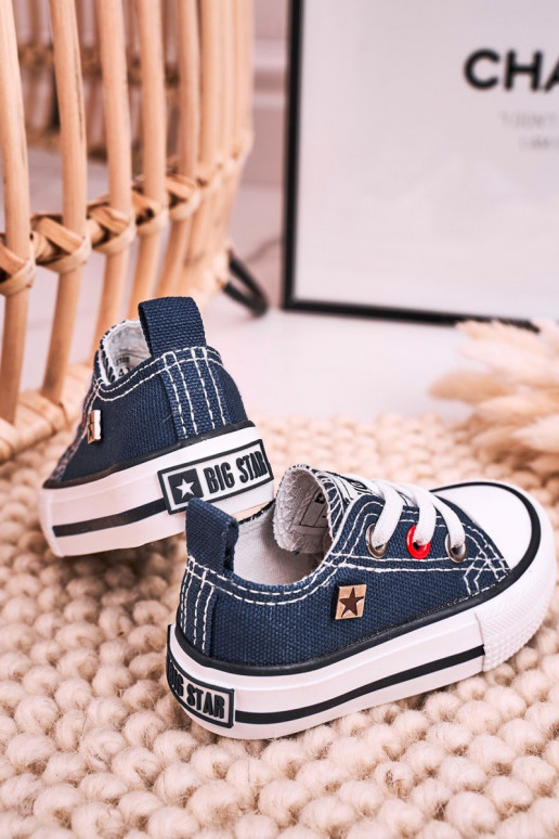 Sneakers da bambino modello classico con suola piatta BIG STAR HH374195 blu scuro