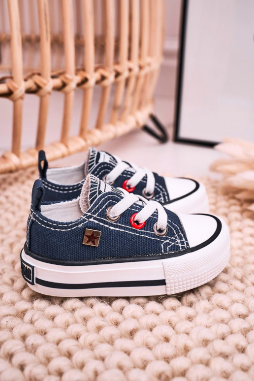 Sneakers da bambino modello classico con suola piatta BIG STAR HH374195 blu scuro