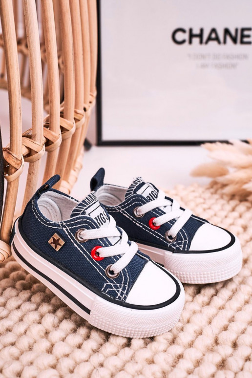 Sneakers da bambino modello classico con suola piatta BIG STAR HH374195 blu scuro