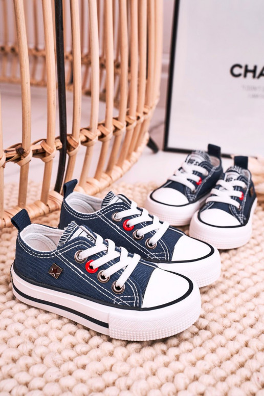 Sneakers da bambino modello classico con suola piatta BIG STAR HH374195 blu scuro