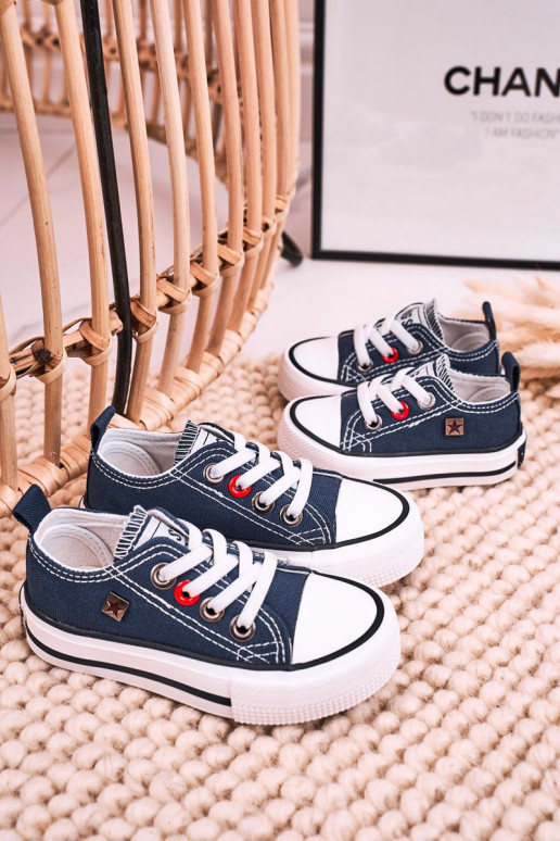 Sneakers da bambino modello classico con suola piatta BIG STAR HH374195 blu scuro